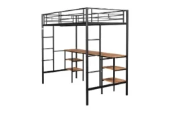 Metal Twin Size Low Loft Bed With Storage Shelf And Table, Black - ModernLuxe 17 Metal Twin Size Low Loft Bed With Storage Shelf And Table, Black - ModernLuxe -Child Furniture Shop GUEST 02f62bd5 b024 446e 8974 db37cbca8f34