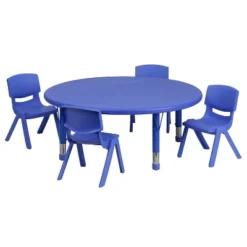 Flash Furniture 45" Round Plastic Height Adjustable Activity Table Set With 4 Chairs -Child Furniture Shop GUEST 03f29b2d 57c0 40da 82c8 077c619e1dc3