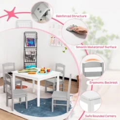 Costway Kids 5 Piece Table & Chair Set Wooden Children Activity Playroom Furniture Gift 19 Costway Kids 5 Piece Table & Chair Set Wooden Children Activity Playroom Furniture Gift -Child Furniture Shop GUEST 08acfae6 419a 4a02 9304 4e3c6e673a01