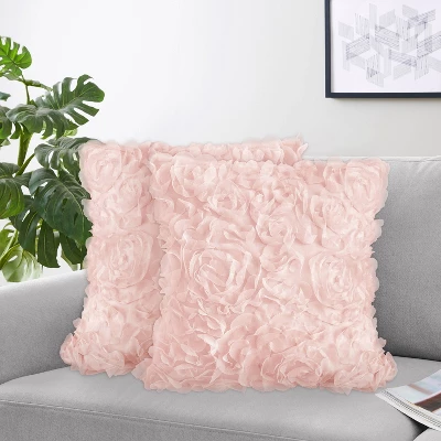 Set Of 2 Rose Decorative Accent Throw Pillows Blush Pink - Sweet Jojo Designs 3 Set Of 2 Rose Decorative Accent Throw Pillows Blush Pink - Sweet Jojo Designs