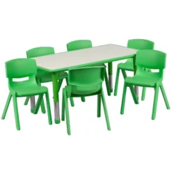 Flash Furniture 23.625"W X 47.25"L Rectangular Plastic Height Adjustable Activity Table Set With 6 Chairs -Child Furniture Shop GUEST 1011de92 1358 40ec 9e6a 3dc1e96cd79b