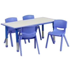 Flash Furniture 23.625"W X 47.25"L Rectangular Plastic Height Adjustable Activity Table Set With 4 Chairs 22 Flash Furniture 23.625"W X 47.25"L Rectangular Plastic Height Adjustable Activity Table Set With 4 Chairs -Child Furniture Shop GUEST 1512f213 74b3 45b1 95fa 8f563fa9dc63