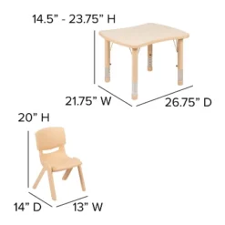 Emma And Oliver 21.875"W X 26.625"L Rectangular Plastic Height Adjustable Activity Table Set With 2 Chairs -Child Furniture Shop GUEST 167c5033 6c12 4e77 b322 31131b56b2b8