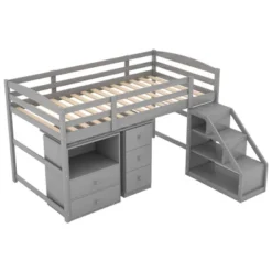 Twin Size Loft Bed With Multifunctional Movable Built-in Desk And Staircase-ModernLuxe -Child Furniture Shop GUEST 169f6e95 6bd3 4b0f a11e 2f6512953a48