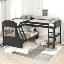 L-Shaped Twin Over Full Bunk Bed And Twin Loft Bed With Desk-ModernLuxe 16 L-Shaped Twin Over Full Bunk Bed And Twin Loft Bed With Desk-ModernLuxe -Child Furniture Shop GUEST 16debbac 5d13 462c bfde defec0cf181e