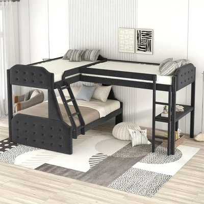 L-Shaped Twin Over Full Bunk Bed And Twin Loft Bed With Desk-ModernLuxe 9 L-Shaped Twin Over Full Bunk Bed And Twin Loft Bed With Desk-ModernLuxe - Image 7