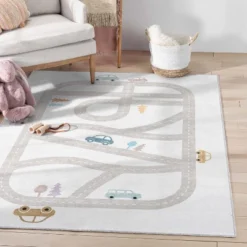 Well Woven Playful Roads Kids Road Traffic Playmat Area Rug