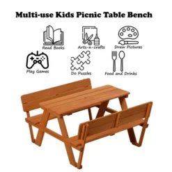 Gardenised Wooden Kids Picnic Table Bench With Backrest, Outdoor Children's Backyard Table, Crafting, Dining, And Playtime Patio Table 12 Gardenised Wooden Kids Picnic Table Bench With Backrest, Outdoor Children's Backyard Table, Crafting, Dining, And Playtime Patio Table -Child Furniture Shop GUEST 1e1cee51 24c4 447c a92a 17a44c74e7b8