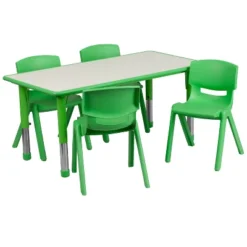 Flash Furniture 23.625"W X 47.25"L Rectangular Plastic Height Adjustable Activity Table Set With 4 Chairs 21 Flash Furniture 23.625"W X 47.25"L Rectangular Plastic Height Adjustable Activity Table Set With 4 Chairs -Child Furniture Shop GUEST 1e970c6c 7142 4809 bdf3 074073536da7