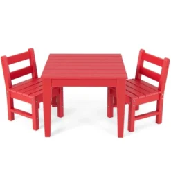 Costway 3PCS Kids Table & 2 Chairs Set Outdoor Heavy-Duty All-Weather Activity Table Set -Child Furniture Shop GUEST 20a4e612 2d5a 4074 93bb 0ba77e0da4d9