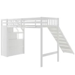 Twin Loft Bed With Storage And Sliders - ModernLuxe -Child Furniture Shop GUEST 24048df1 db9a 4650 a12b fbf24581e816