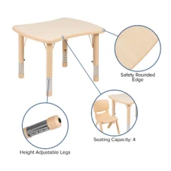 Flash Furniture 21.875"W X 26.625"L Rectangular Plastic Height Adjustable Activity Table Set With 4 Chairs -Child Furniture Shop GUEST 2465dc71 3e10 4af7 89f8 ecd766798f8b