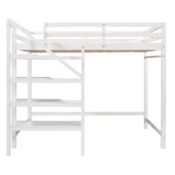 Full Size Loft Bed With Staircase And Safety Guardrails Gray/White-ModernLuxe 20 Full Size Loft Bed With Staircase And Safety Guardrails Gray/White-ModernLuxe -Child Furniture Shop GUEST 2476148a 09e1 40ba 8145 ee065c45feb8