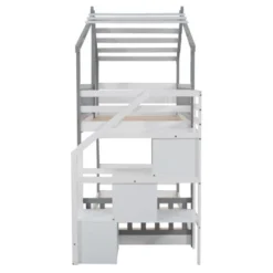 House Shape Twin-Over-Twin Double Bunk Bed With Storage Stairs - ModernLuxe 16 House Shape Twin-Over-Twin Double Bunk Bed With Storage Stairs - ModernLuxe -Child Furniture Shop GUEST 265899e6 f3f9 4bcc aa20 b9d4834bd355