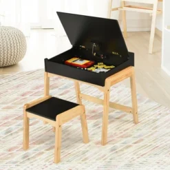 Costway Kids Table & Chair Set Wooden Activity Art Study Desk W/Storage Space -Child Furniture Shop GUEST 28d1167d ed35 44ba adce f0b0372c251d