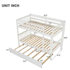 Twin Over Twin Wood Bunk Bed With Trundle, Safety Rail And Ladder-ModernLuxe 12 Twin Over Twin Wood Bunk Bed With Trundle, Safety Rail And Ladder-ModernLuxe -Child Furniture Shop GUEST 294d3ef3 d997 4fb0 af8d 260dd23ebb84