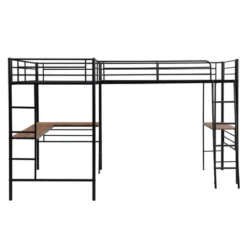 Metal Twin Size Loft Bed With Two Built-in Desks, Black - ModernLuxe -Child Furniture Shop GUEST 2ca544d5 0cdc 4769 a41c 97eade787cdf