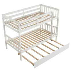 Twin Over Twin Wood Bunk Bed With Trundle, Safety Rail And Ladder-ModernLuxe 13 Twin Over Twin Wood Bunk Bed With Trundle, Safety Rail And Ladder-ModernLuxe -Child Furniture Shop GUEST 2e553038 67a6 472d 89e5 e510249e0124