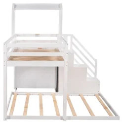 Twin Over Full Bunk Bed With Staircase, Shelves And House Roof-ModernLuxe -Child Furniture Shop GUEST 3084b52a d9db 411b 901a 5c8fef663a6a