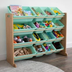 Toy Organizer With 16 Storage Bins Natural/Mint - Humble Crew 9 Toy Organizer With 16 Storage Bins Natural/Mint - Humble Crew -Child Furniture Shop GUEST 33742ddc 3da9 4bde 96ed f83db271ac0c