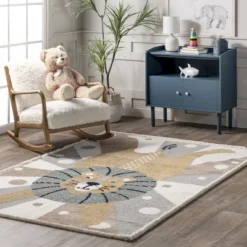 Brodie Cheerful Lion Kids Area Rug