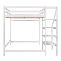 Full Size Loft Bed With Staircase And Safety Guardrails Gray/White-ModernLuxe 21 Full Size Loft Bed With Staircase And Safety Guardrails Gray/White-ModernLuxe -Child Furniture Shop GUEST 344bf545 5ae4 4b56 a574 a1245c076ca1