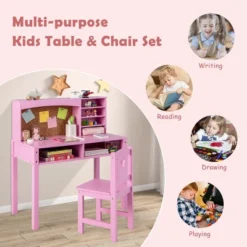 Costway Kids Desk And Chair Set Study Writing Workstation With Hutch & Bulletin Board -Child Furniture Shop GUEST 358527a9 14f6 4f84 834d 07f9f78d0ae4