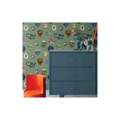 Jurassic World Badges Peel And Stick Wallpaper Green - RoomMates 4 Jurassic World Badges Peel And Stick Wallpaper Green - RoomMates - Image 2