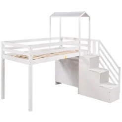 Twin Over Full Bunk Bed With Staircase, Shelves And House Roof-ModernLuxe -Child Furniture Shop GUEST 38f5e944 dcac 48a5 a2e9 7f16ba4b6562