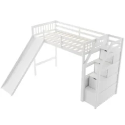Twin Loft Bed With Storage And Sliders - ModernLuxe -Child Furniture Shop GUEST 3c611caf d475 47d8 a18d 8f5470edc87b
