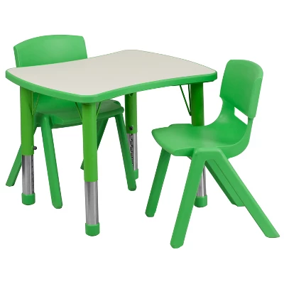 Flash Furniture 21.875"W X 26.625"L Rectangular Plastic Height Adjustable Activity Table Set With 2 Chairs 11 Flash Furniture 21.875"W X 26.625"L Rectangular Plastic Height Adjustable Activity Table Set With 2 Chairs - Image 9