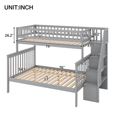 Twin Over Full Stairway Bunk Bed With Storage-ModernLuxe 4 Twin Over Full Stairway Bunk Bed With Storage-ModernLuxe - Image 2