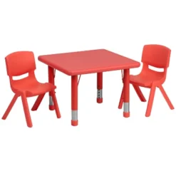 Emma And Oliver 24" Square Plastic Height Adjustable Activity Table Set With 2 Chairs -Child Furniture Shop GUEST 44190d74 5583 4b7c ba5b 8ebf787a975e