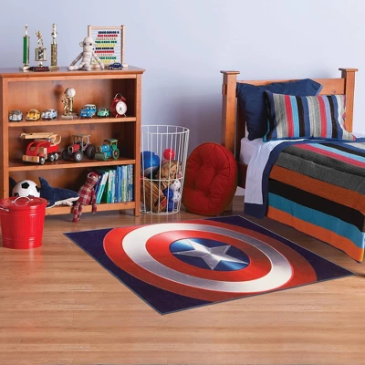 Marvel Captain America Shield 54"x78" Area Rug Blue 3 Marvel Captain America Shield 54"x78" Area Rug Blue