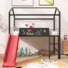 Twin Size Metal House Loft Bed With Slide And Two-Sided Writable Wooden Board-ModernLuxe 2 Twin Size Metal House Loft Bed With Slide And Two-Sided Writable Wooden Board-ModernLuxe -Child Furniture Shop GUEST 468bd661 6ba7 4024 bbcf bedeef6672da