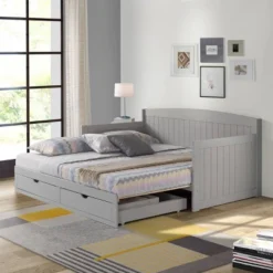 King Harmony Daybed With Conversion Dove Gray - Alaterre Furniture -Child Furniture Shop GUEST 4c6a1422 7b3f 40ec ba3a 7b0288f1e89f