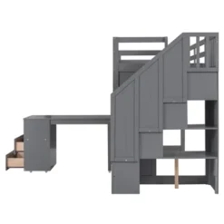 Twin Size Wood Loft Bed With Pullable Desk, Storage Shelves,Staircase And Blackboard-ModernLuxe -Child Furniture Shop GUEST 4dea761b 26ef 41a4 8213 66df570eff97