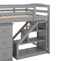 Twin Size Loft Bed With Multifunctional Movable Built-in Desk And Staircase-ModernLuxe -Child Furniture Shop GUEST 4e223261 7d3a 48ad a50e 81a2329c83ba