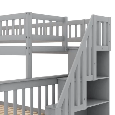 Twin Over Full Stairway Bunk Bed With Storage-ModernLuxe 8 Twin Over Full Stairway Bunk Bed With Storage-ModernLuxe - Image 6