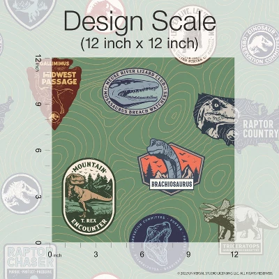 Jurassic World Badges Peel And Stick Wallpaper Green - RoomMates 5 Jurassic World Badges Peel And Stick Wallpaper Green - RoomMates - Image 3