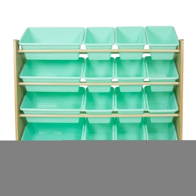 Toy Organizer With 16 Storage Bins Natural/Mint - Humble Crew 3 Toy Organizer With 16 Storage Bins Natural/Mint - Humble Crew