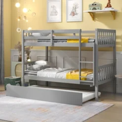 Twin Over Twin Wood Bunk Bed With Trundle, Safety Rail And Ladder-ModernLuxe 17 Twin Over Twin Wood Bunk Bed With Trundle, Safety Rail And Ladder-ModernLuxe -Child Furniture Shop GUEST 543bae8d b091 4f18 afbe 5b44ee1f21e8