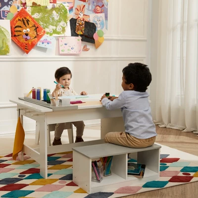 Fantasy Fields - Little Artist Monet Play Art Table Kids Furniture - White/Gray 3 Fantasy Fields - Little Artist Monet Play Art Table Kids Furniture - White/Gray