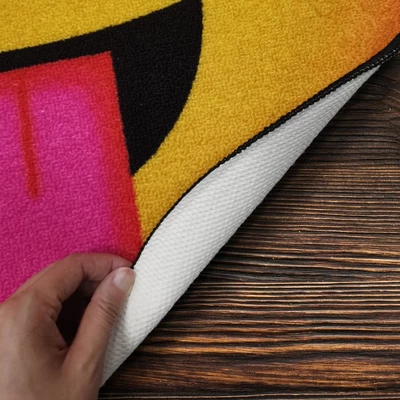 Deerlux Emoji Style Round Funny Smiley Face Kids Area Rug, Raised Eyebrow Emoji Rug 6 Deerlux Emoji Style Round Funny Smiley Face Kids Area Rug, Raised Eyebrow Emoji Rug - Image 4