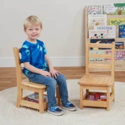 ECR4Kids Three Rung Ladderback Chairs With Storage, 2-Pack - Natural -Child Furniture Shop GUEST 56b60034 d8bf 4c18 8d5c 1bb3716d5d16