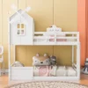 Twin Over Twin Bunk Bed With Roof, Window, Guardrails And Ladder - ModernLuxe -Child Furniture Shop GUEST 584150ee 38e9 423c b07c cde3d6ddd8f4