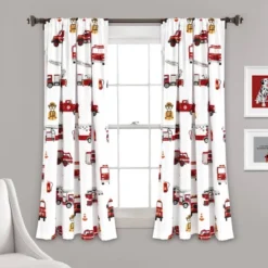 52"x84" Make A Wish Fire Truck Window Curtain Panels Set - Lush Décor -Child Furniture Shop GUEST 5872aa98 b2a9 4d50 b13b 0b29756e8544