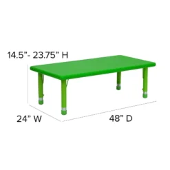 Flash Furniture 24"W X 48"L Rectangular Plastic Height Adjustable Activity Table Set With 6 Chairs -Child Furniture Shop GUEST 5a408894 42a9 4437 b138 2f3ce179c4bf