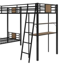 L-Shaped Twin Over Twin Bunk Bed With Twin Size Loft Bed With Desk And Shelf , Brown - ModernLuxe 19 L-Shaped Twin Over Twin Bunk Bed With Twin Size Loft Bed With Desk And Shelf , Brown - ModernLuxe -Child Furniture Shop GUEST 5eb2ce14 ee47 409f b3c5 2718f17e26f1