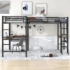 Metal Twin Size Loft Bed With Two Built-in Desks, Black - ModernLuxe -Child Furniture Shop GUEST 5fab4158 db25 4b12 bd23 7c738cd3a0ea